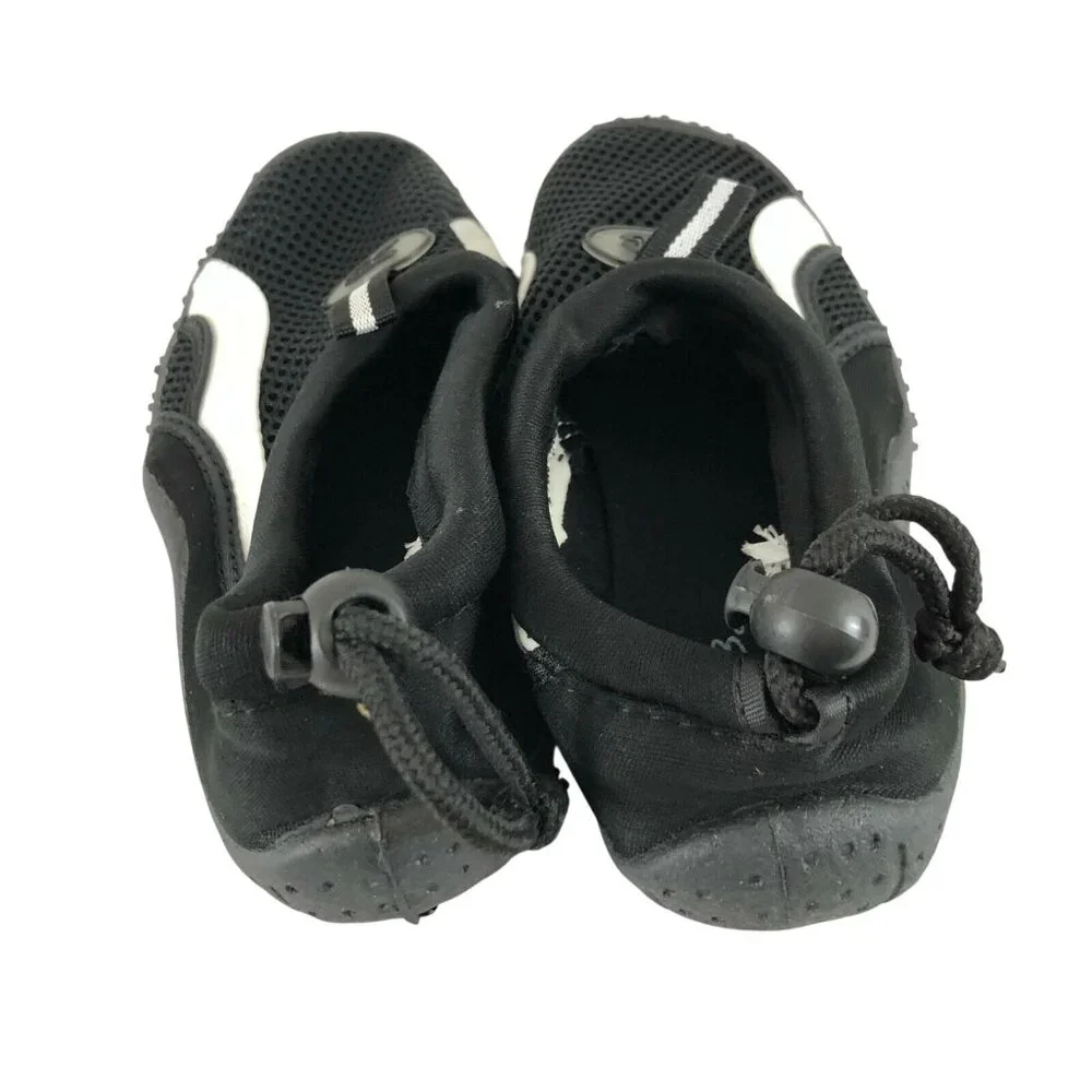Star Bay Boys Water Shoes Mesh Slip On Drawstring Black White Size 13